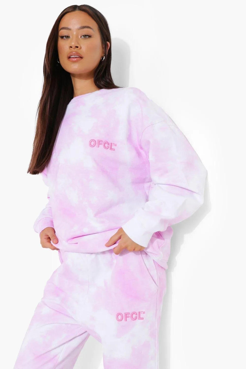 Ofcl Embroidered Tie Dye Oversized Sweater