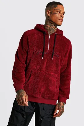 Official Man Embroidered Borg 1/2 Zip Hoodie