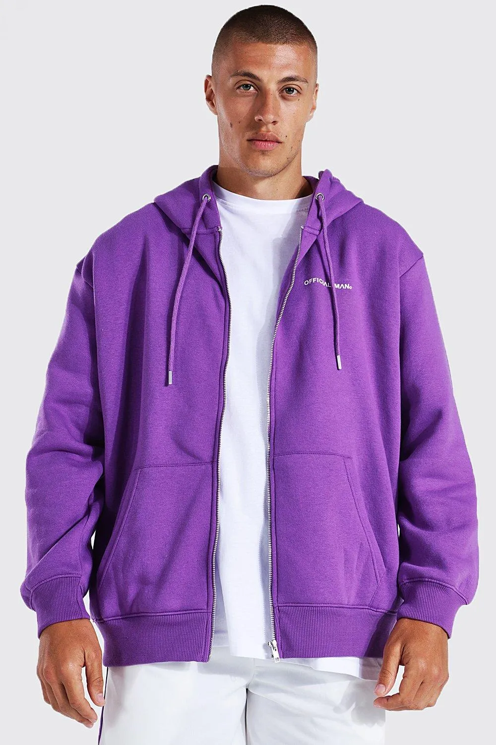 Official Man Oversized Zip Through Hoodie