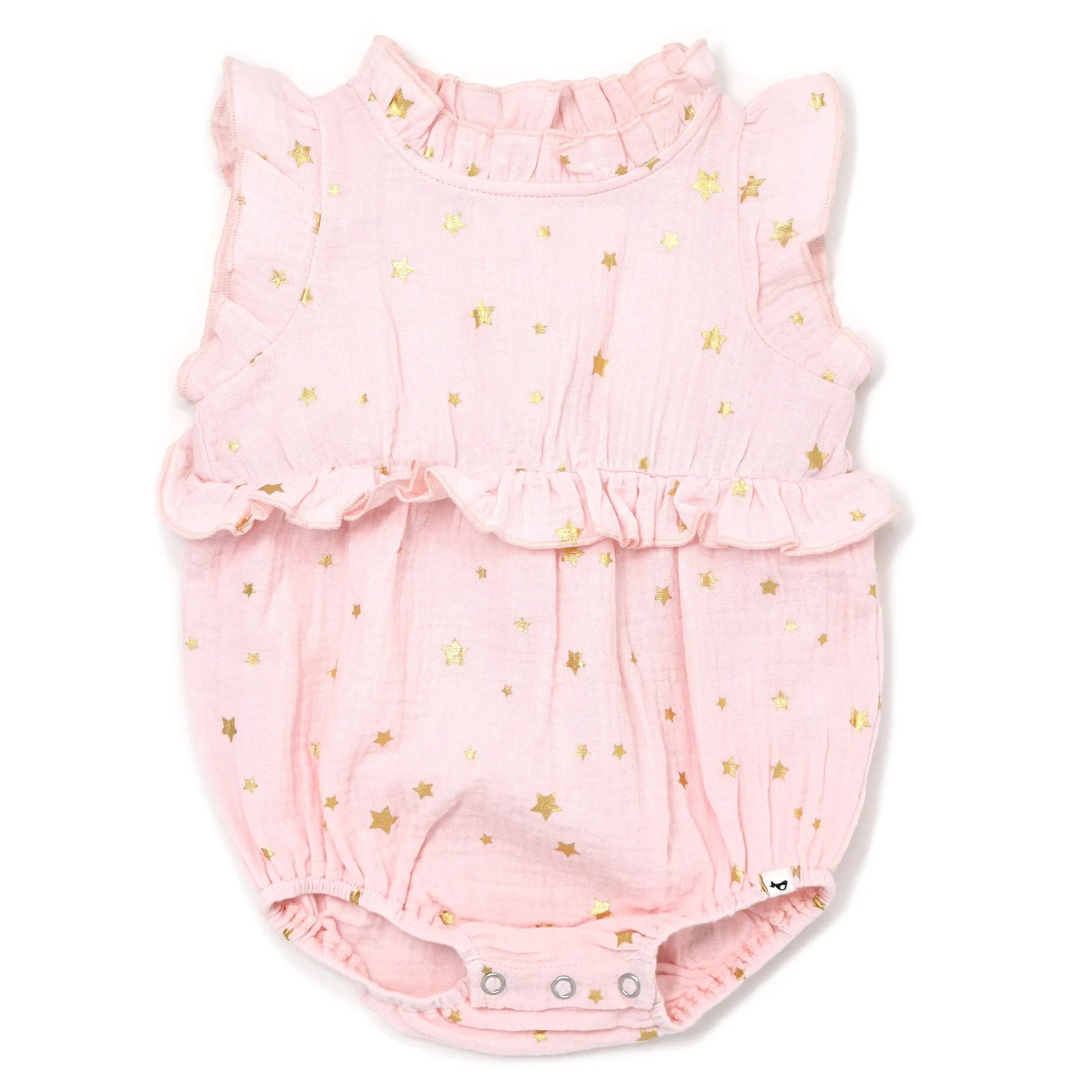 oh baby! Gauze Lola Bubble - Mini Gold Stars - Pale Pink