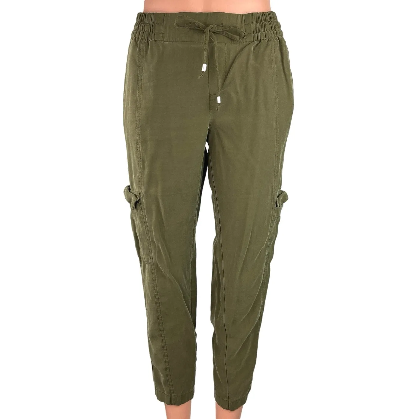 Old Navy Women Green Mid Rise Elastic Waist Drawstring Tapered Cargo Pants Sz XS