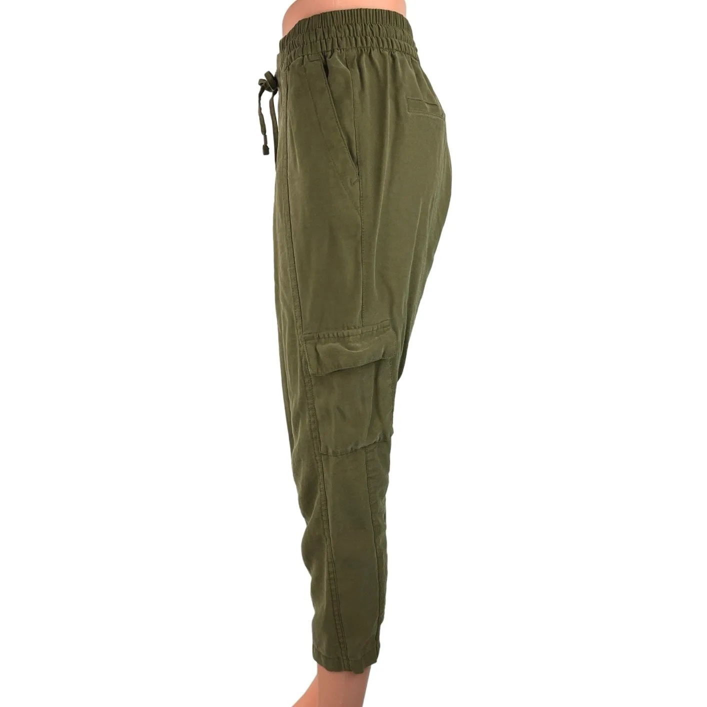 Old Navy Women Green Mid Rise Elastic Waist Drawstring Tapered Cargo Pants Sz XS