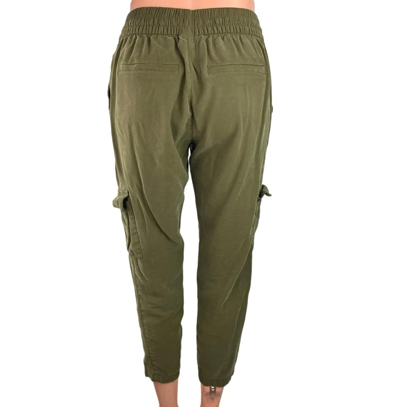 Old Navy Women Green Mid Rise Elastic Waist Drawstring Tapered Cargo Pants Sz XS