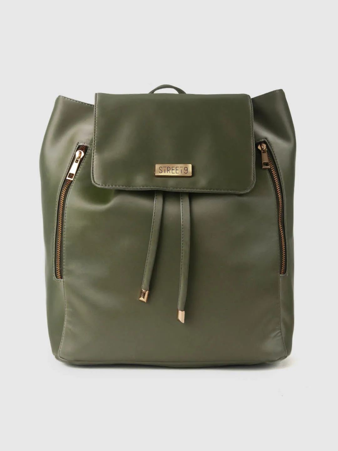 Olive Super Silky PU Backpack