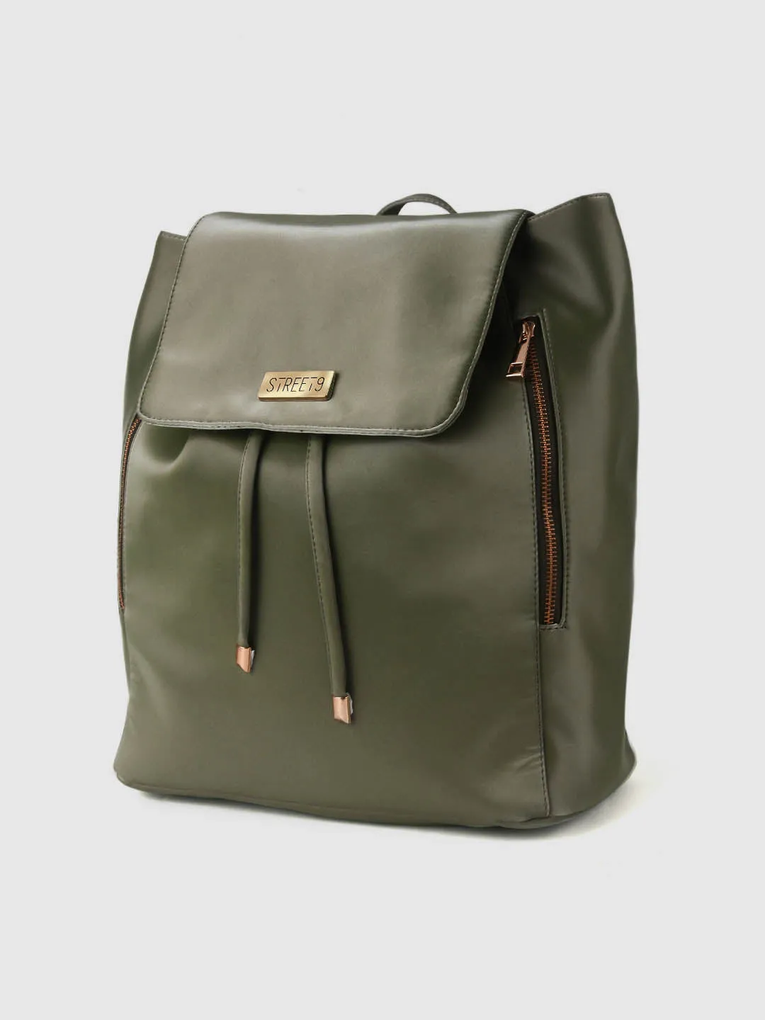 Olive Super Silky PU Backpack