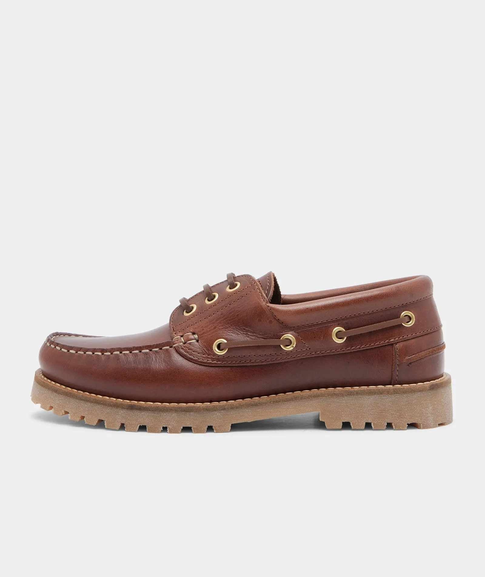 Ollie Boat Shoe - Brown Leather