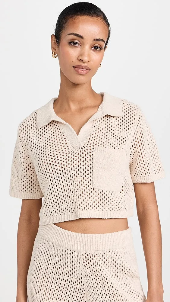Onia   Crochet Knit Cropped Polo 