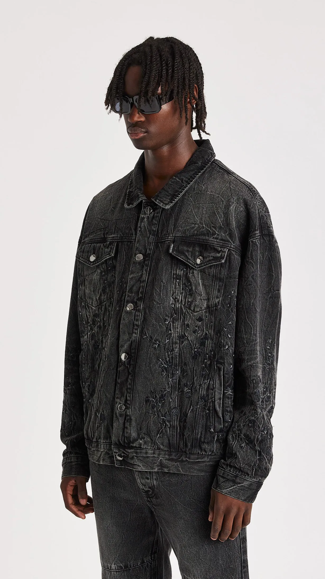 ONLY THE BLIND - FLORAL NIGHT DENIM JACKET