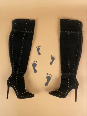Overknee boot suede + studs