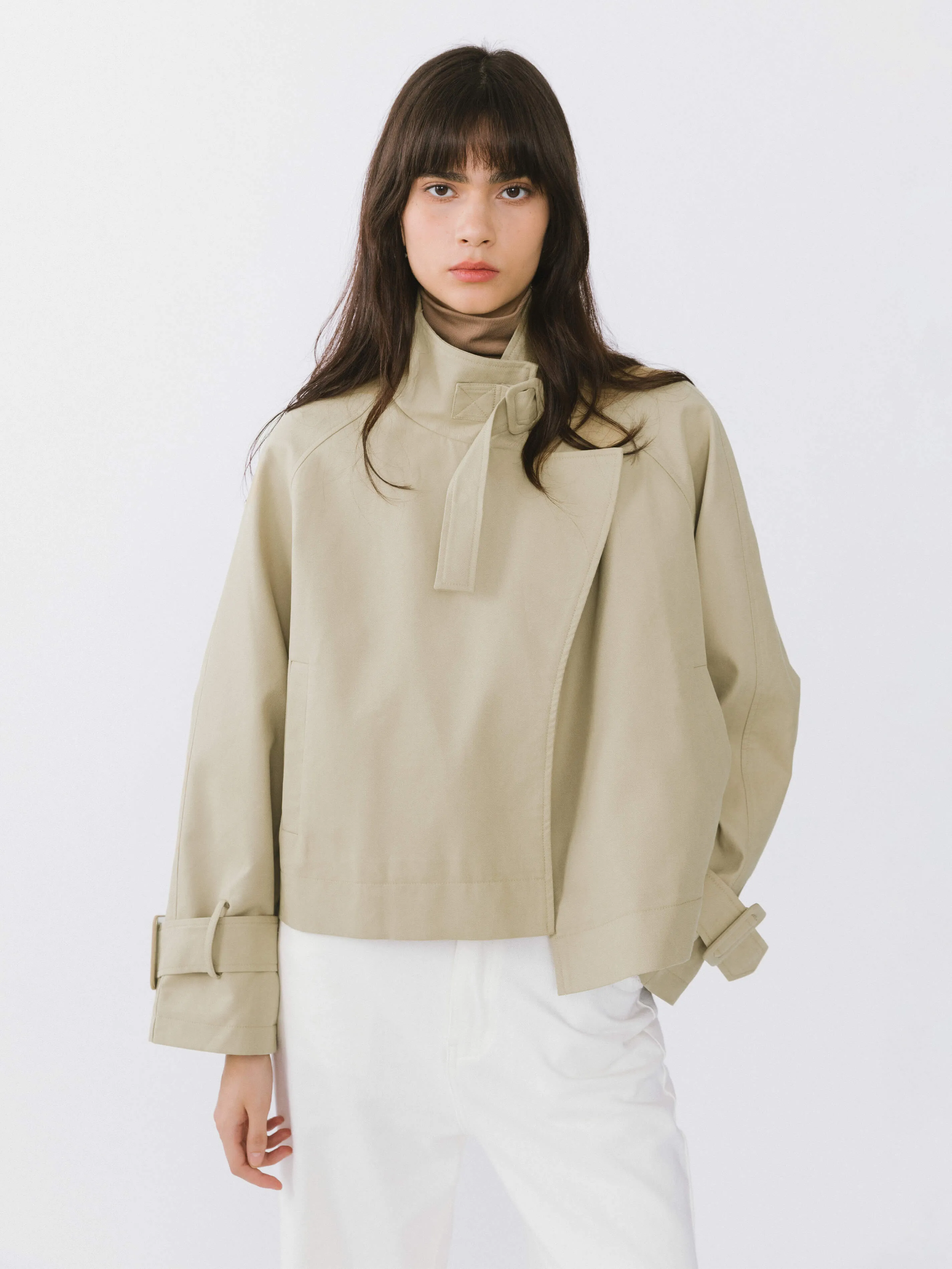 Overlay Cropped Trench Coat