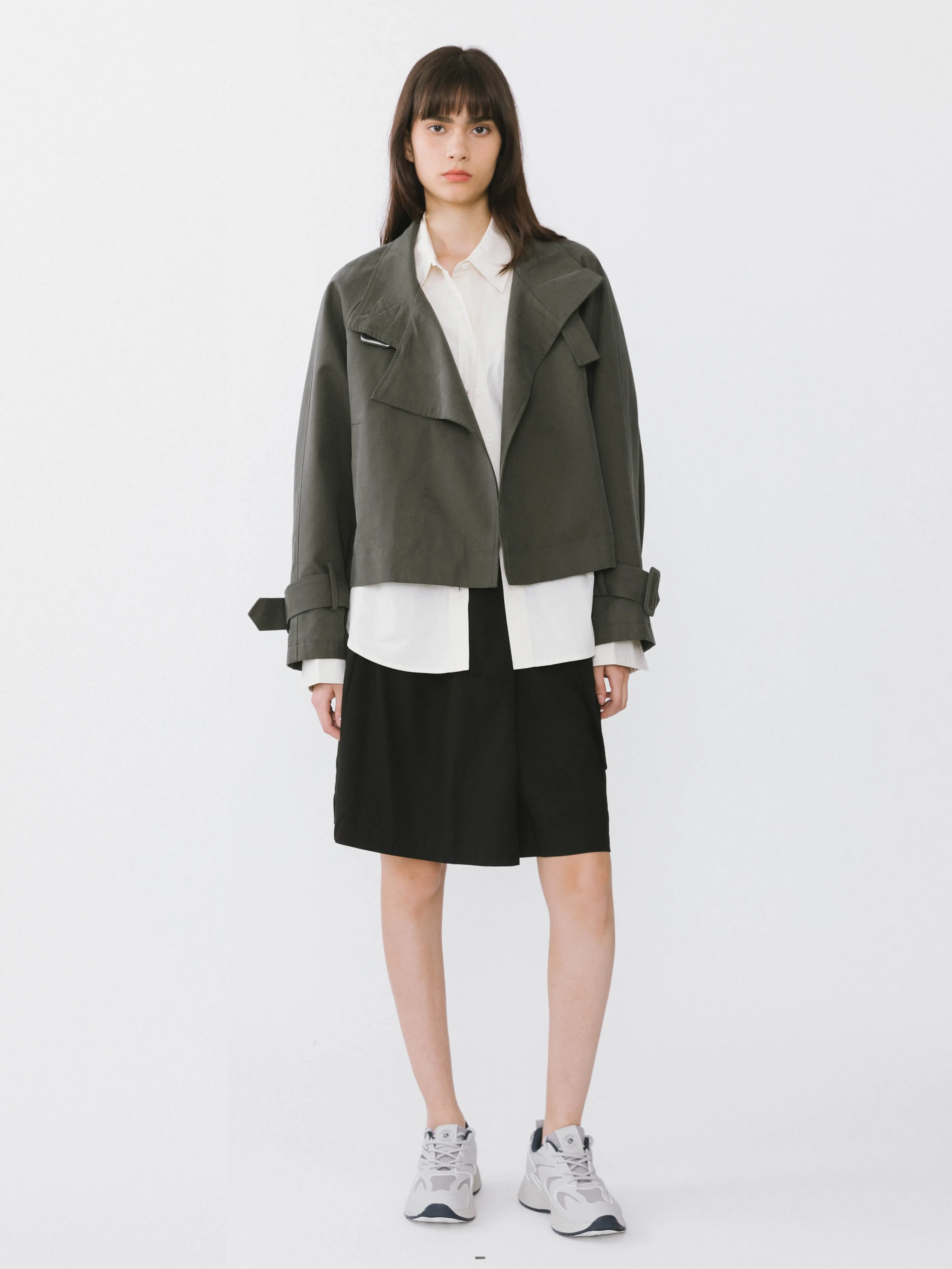 Overlay Cropped Trench Coat