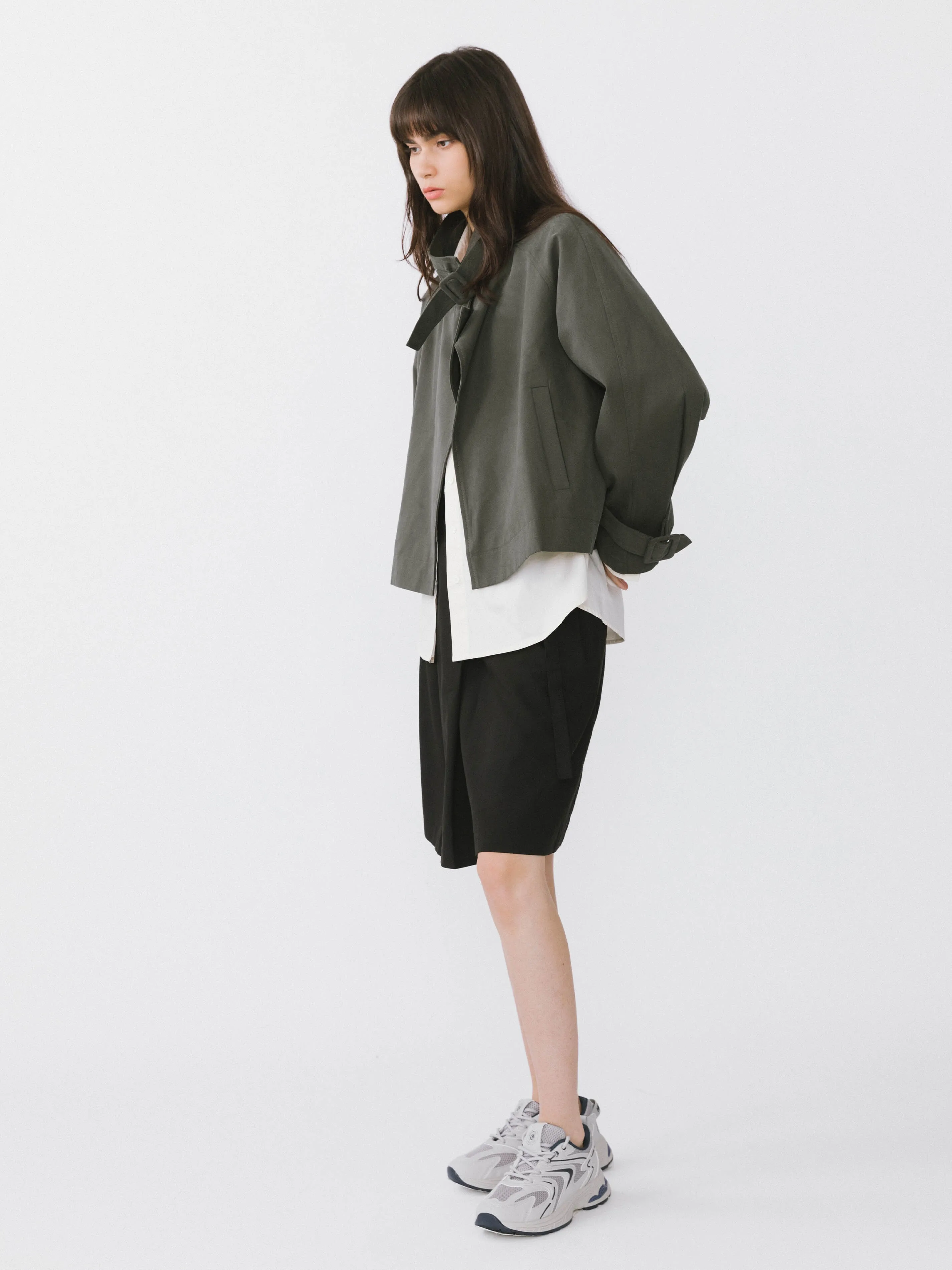 Overlay Cropped Trench Coat