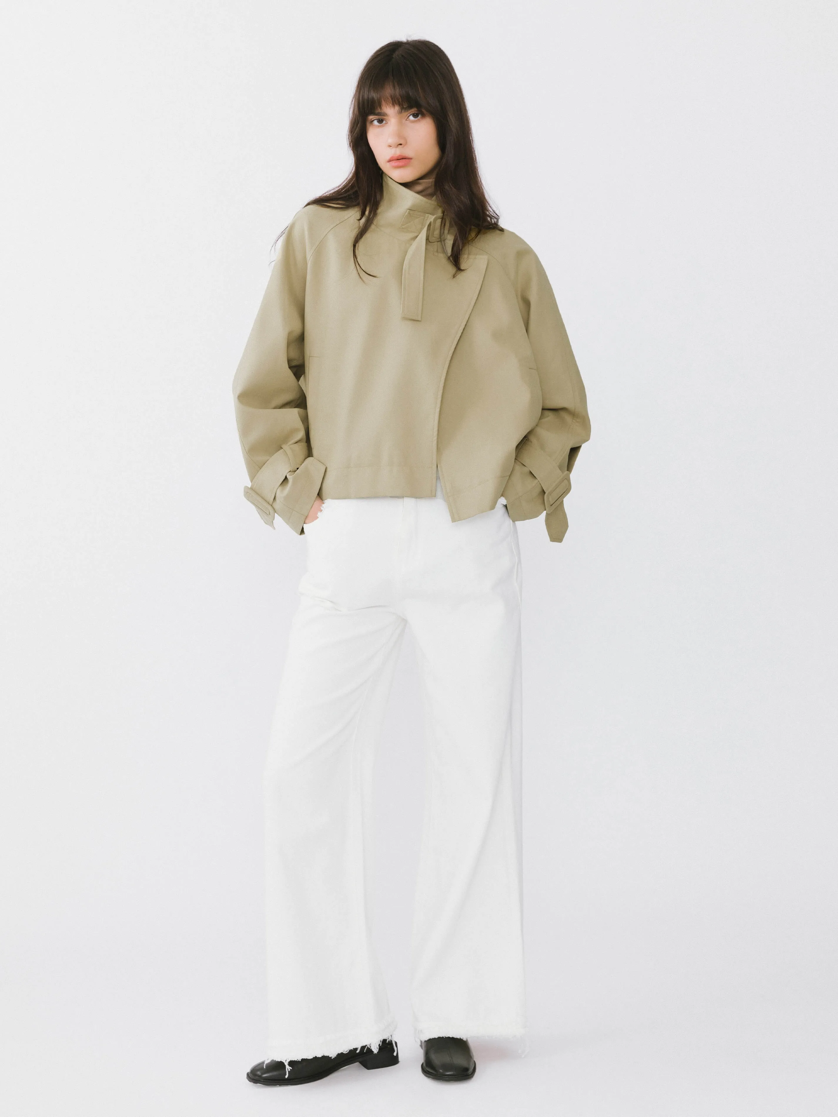 Overlay Cropped Trench Coat