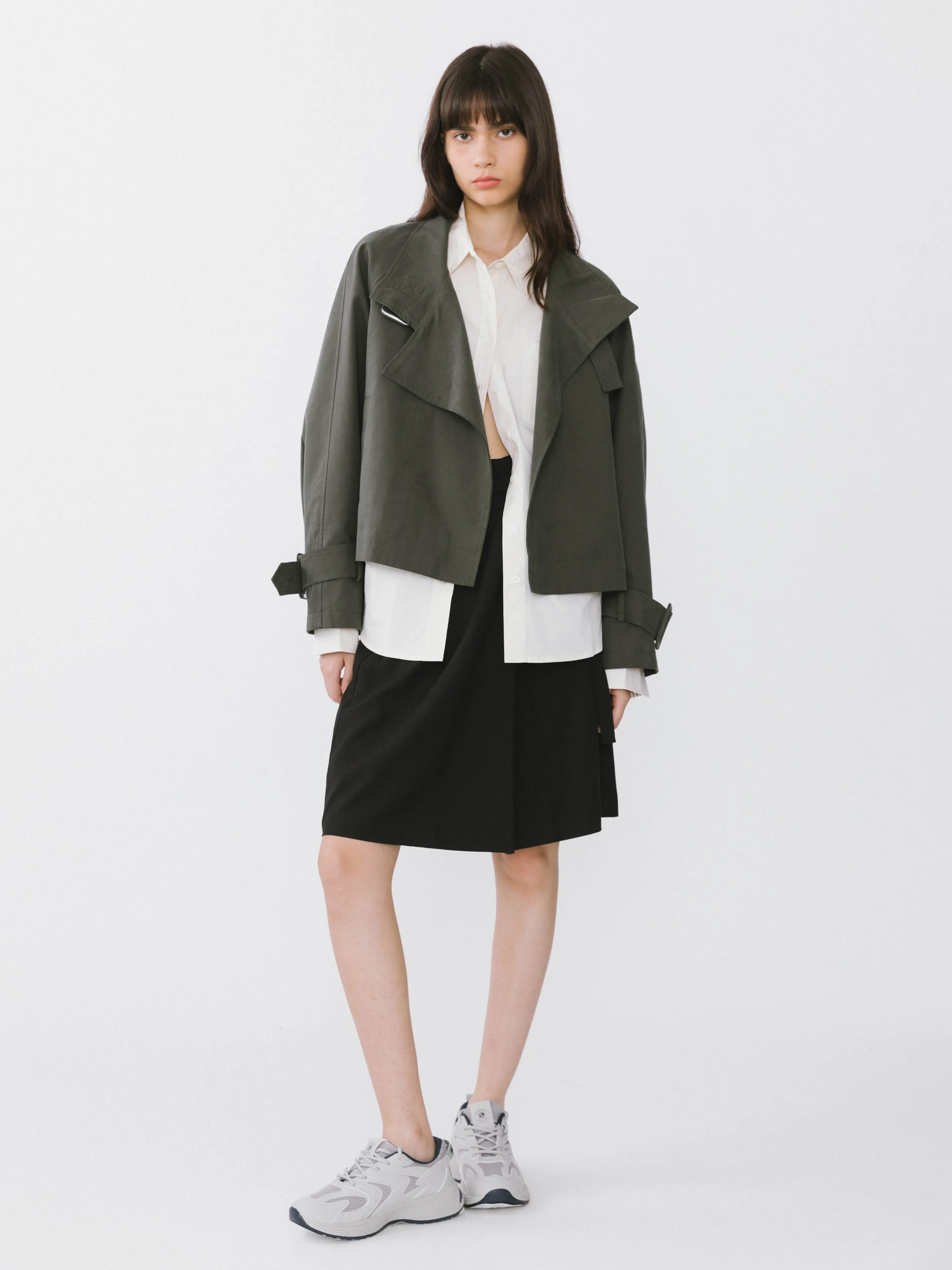 Overlay Cropped Trench Coat