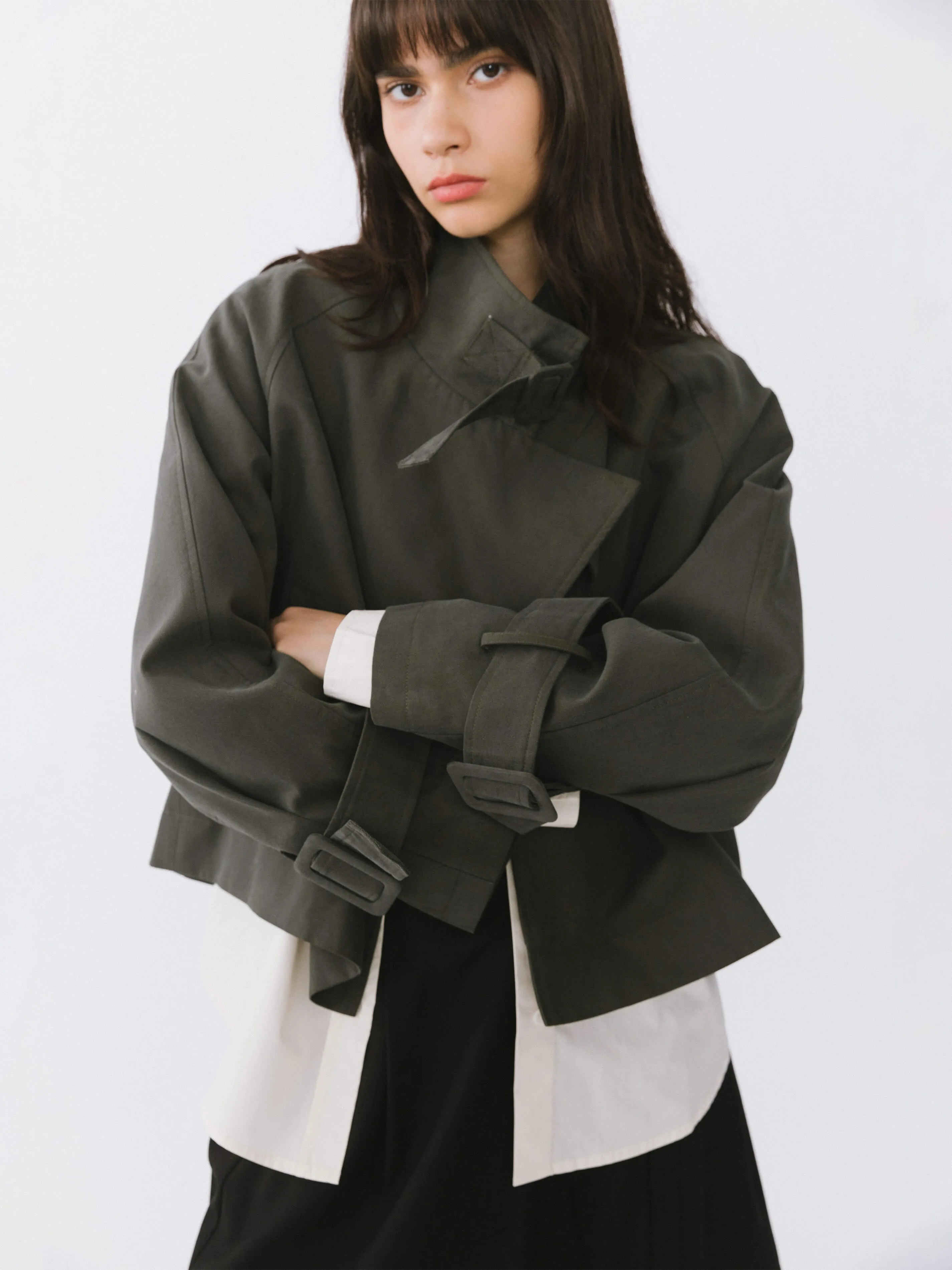 Overlay Cropped Trench Coat