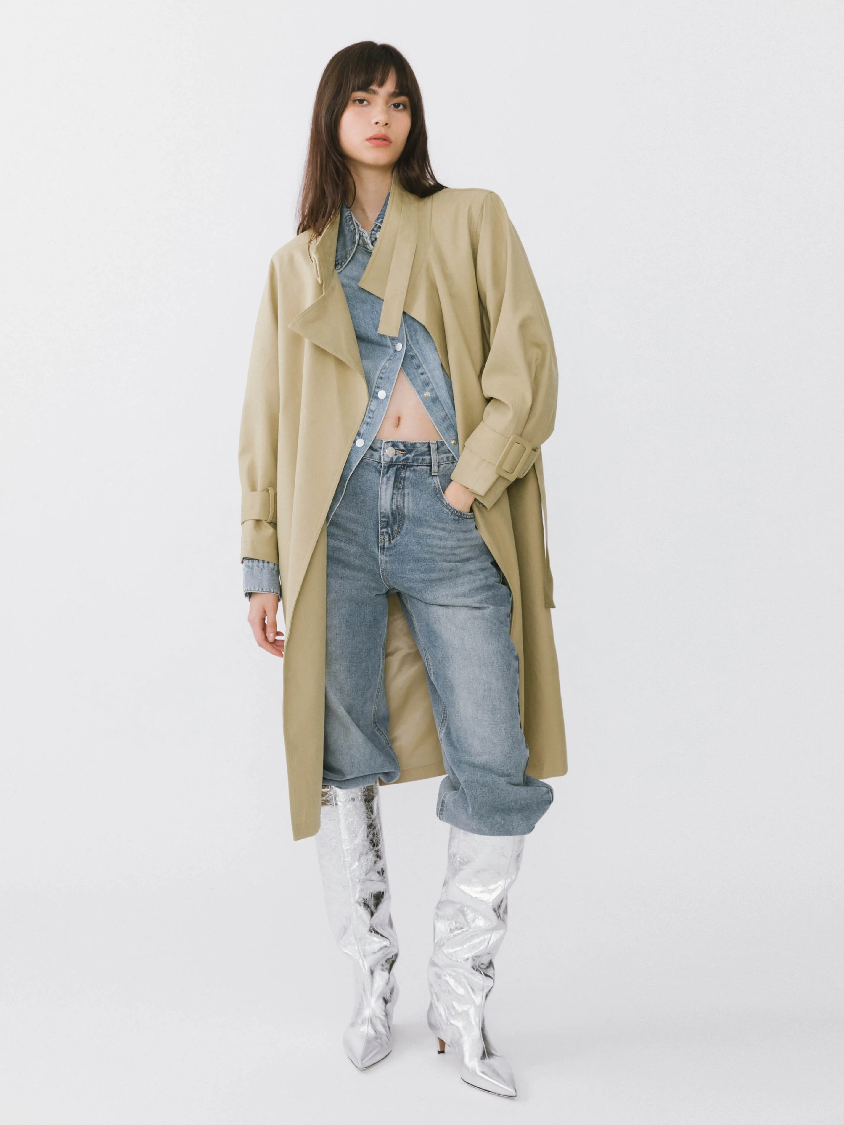 Overlay Mid-Length Trench Coat