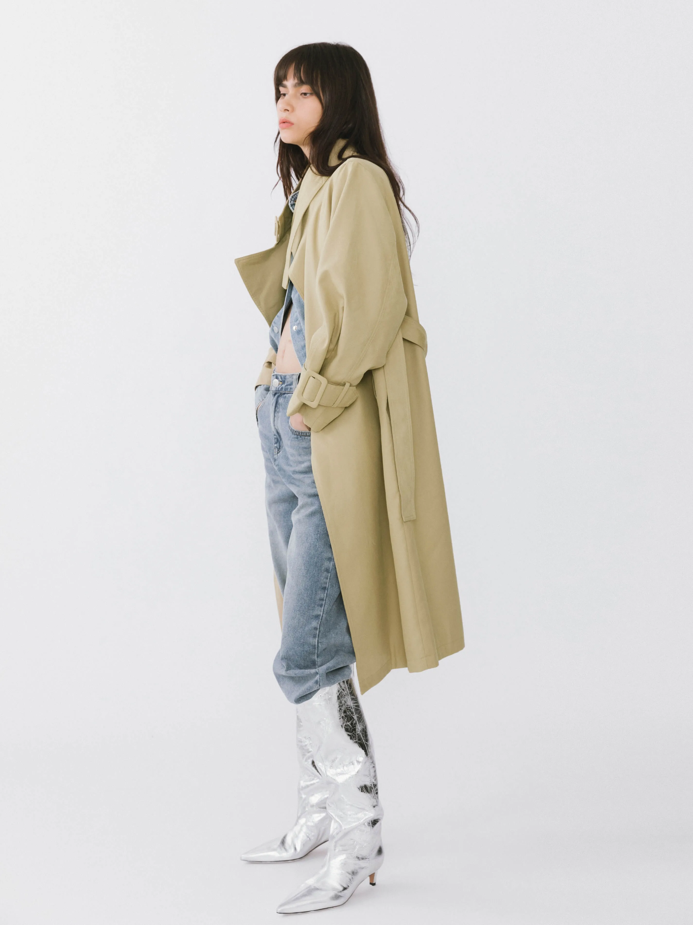 Overlay Mid-Length Trench Coat