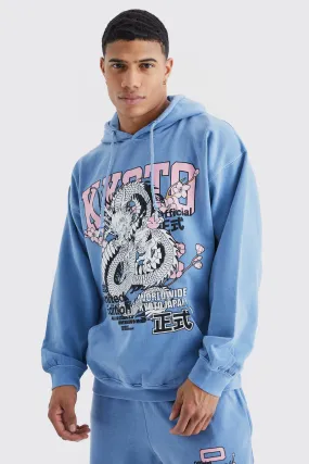 Oversized Blossom Dragon Overdye Hoodie