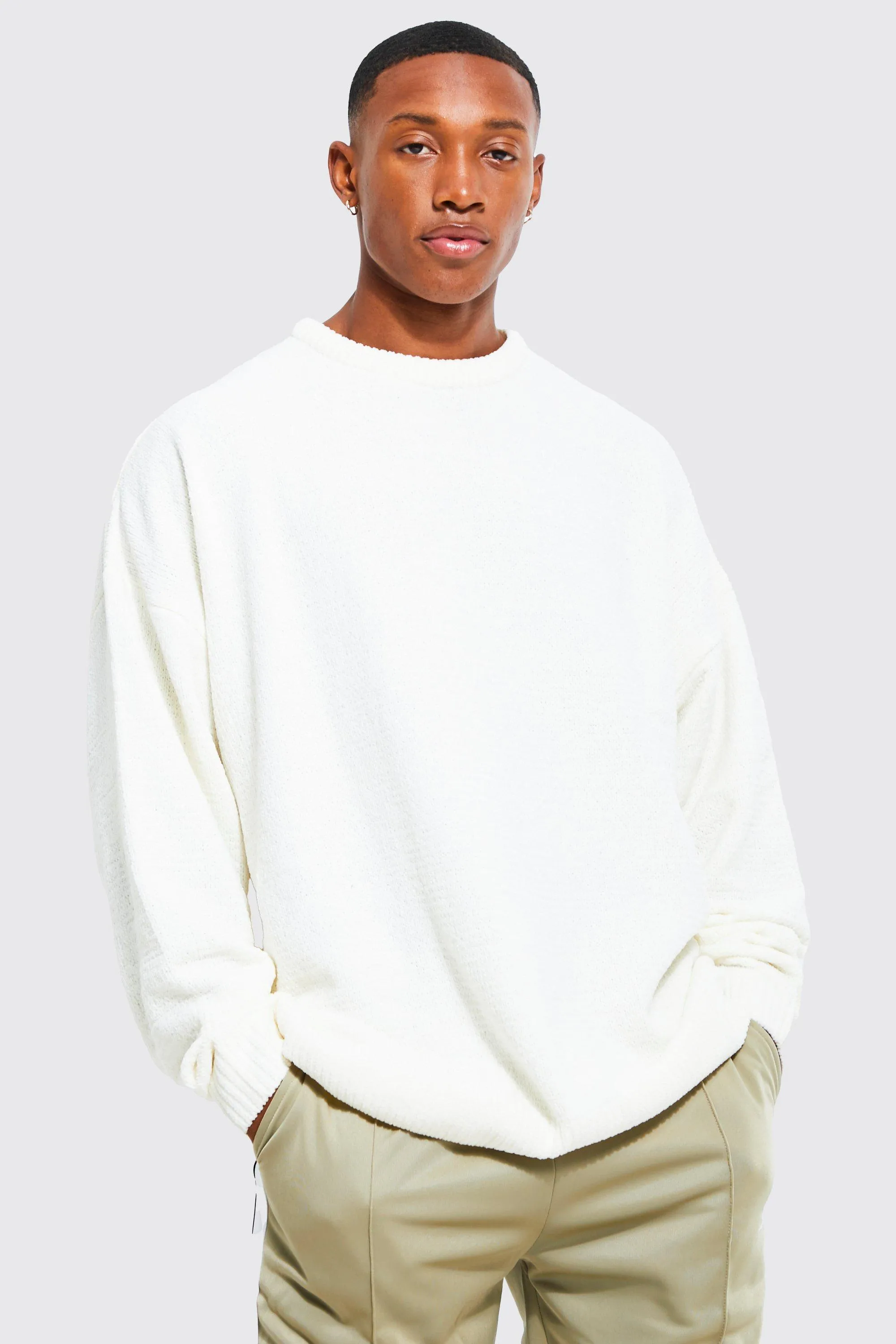 Oversized Chenille Jumper | boohooMAN UK