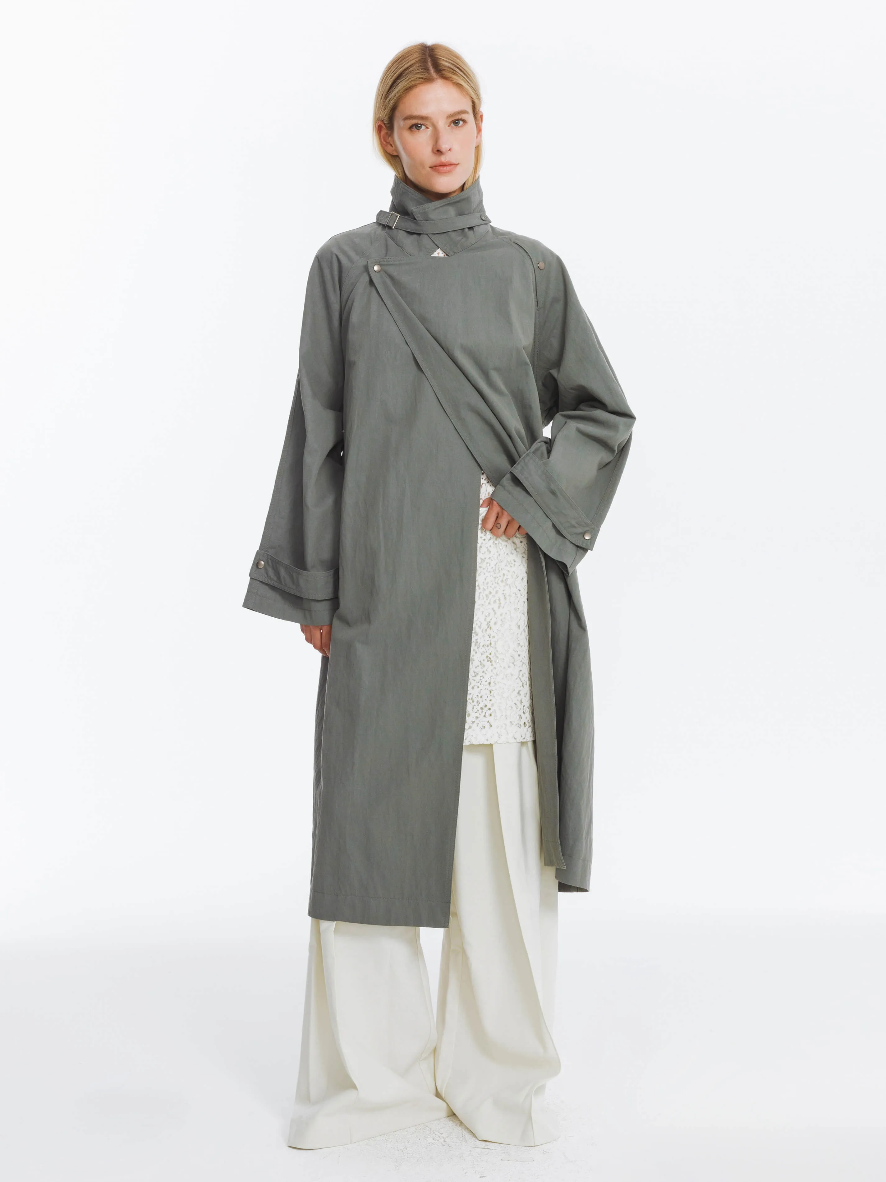 Oversized Large Lapel Long Trench Coat