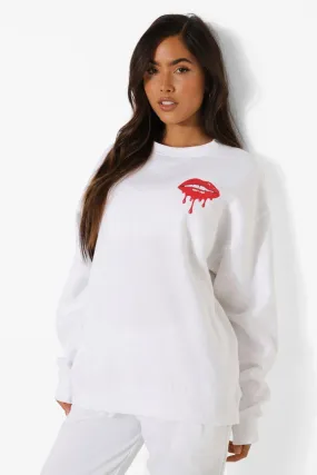 Oversized Lip Graphic Sweater