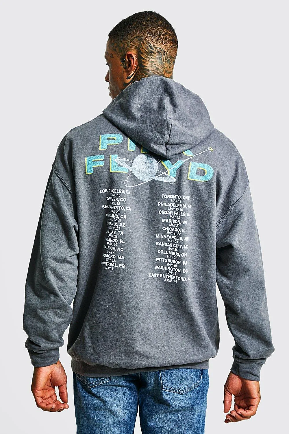 Oversized Pink Floyd License Hoodie