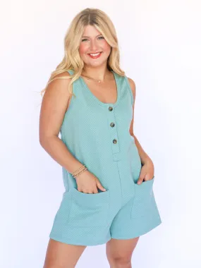 Oversized Scoop Neck Button Down Romper