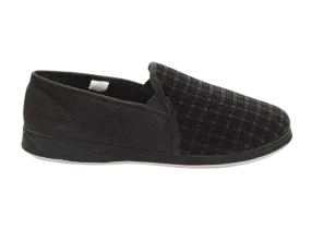 Padders Albert Slippers in Black & Charcoal