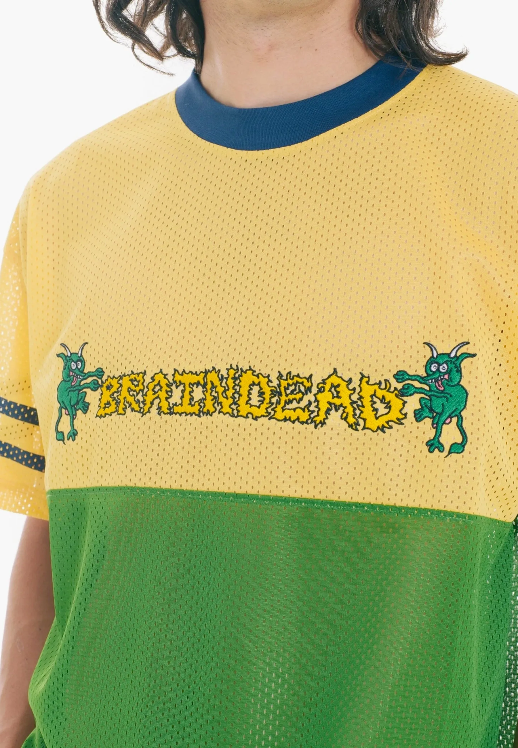 Paneled Football Mesh Shirt - yellow