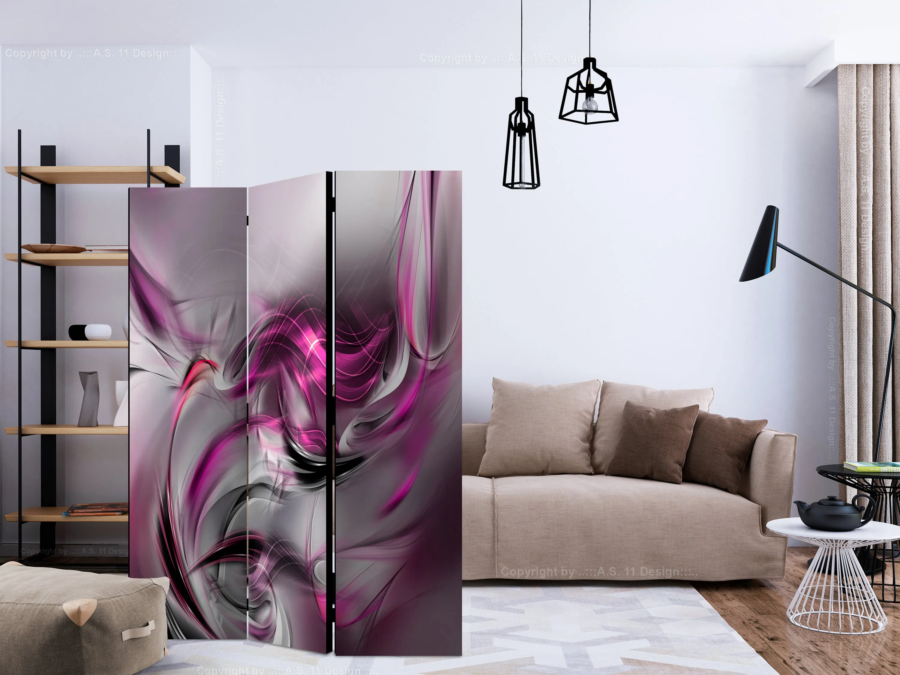 Paravento Pink Swirls II [Room Dividers]