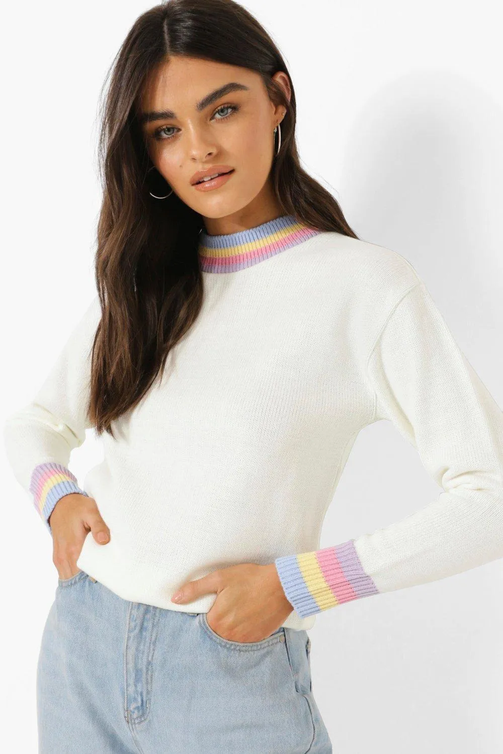 Pastel Trim Sweater