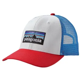 Patagonia P-6 Trucker Hat - White w/ Fire