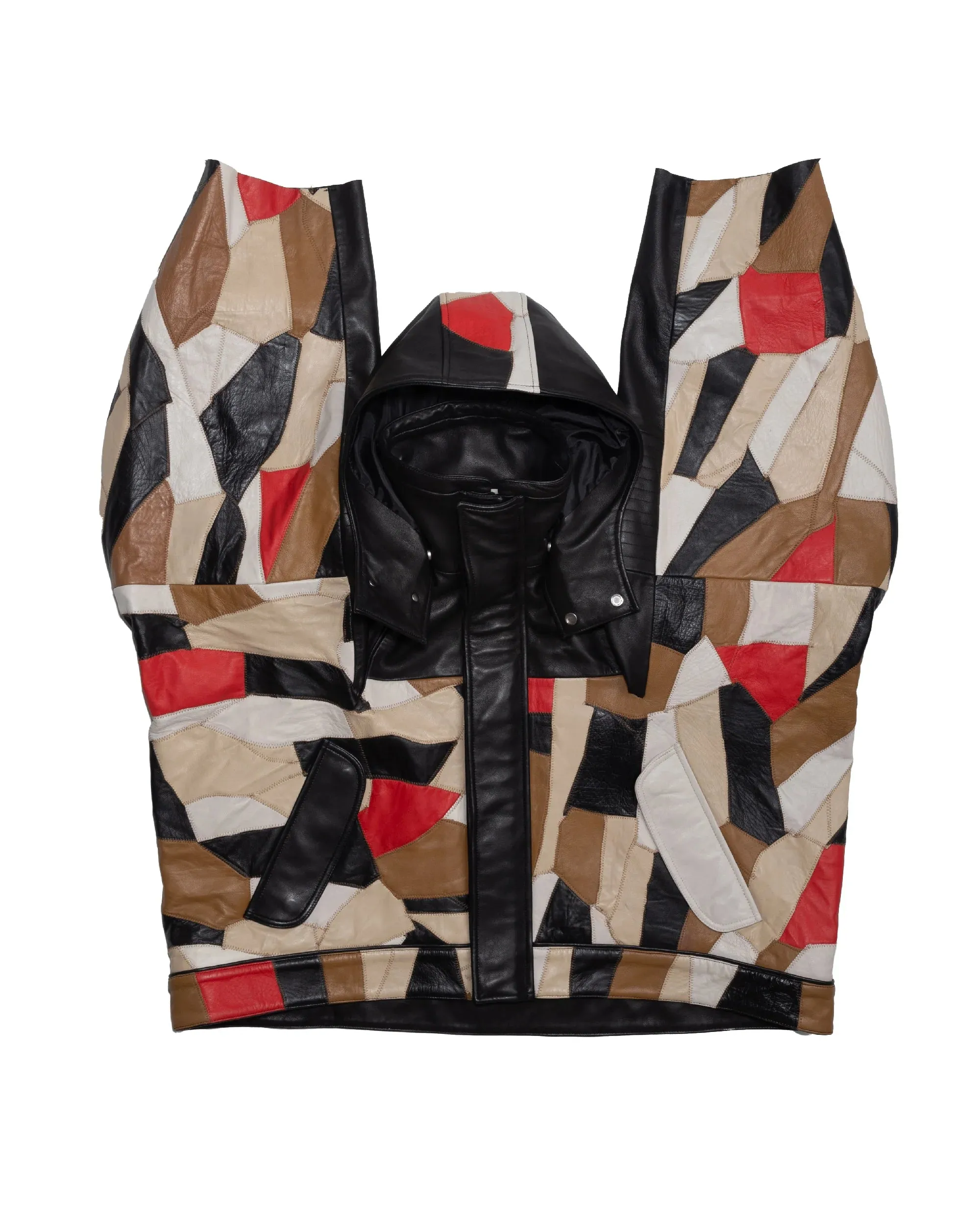 Patch Leather Jacket - Multi