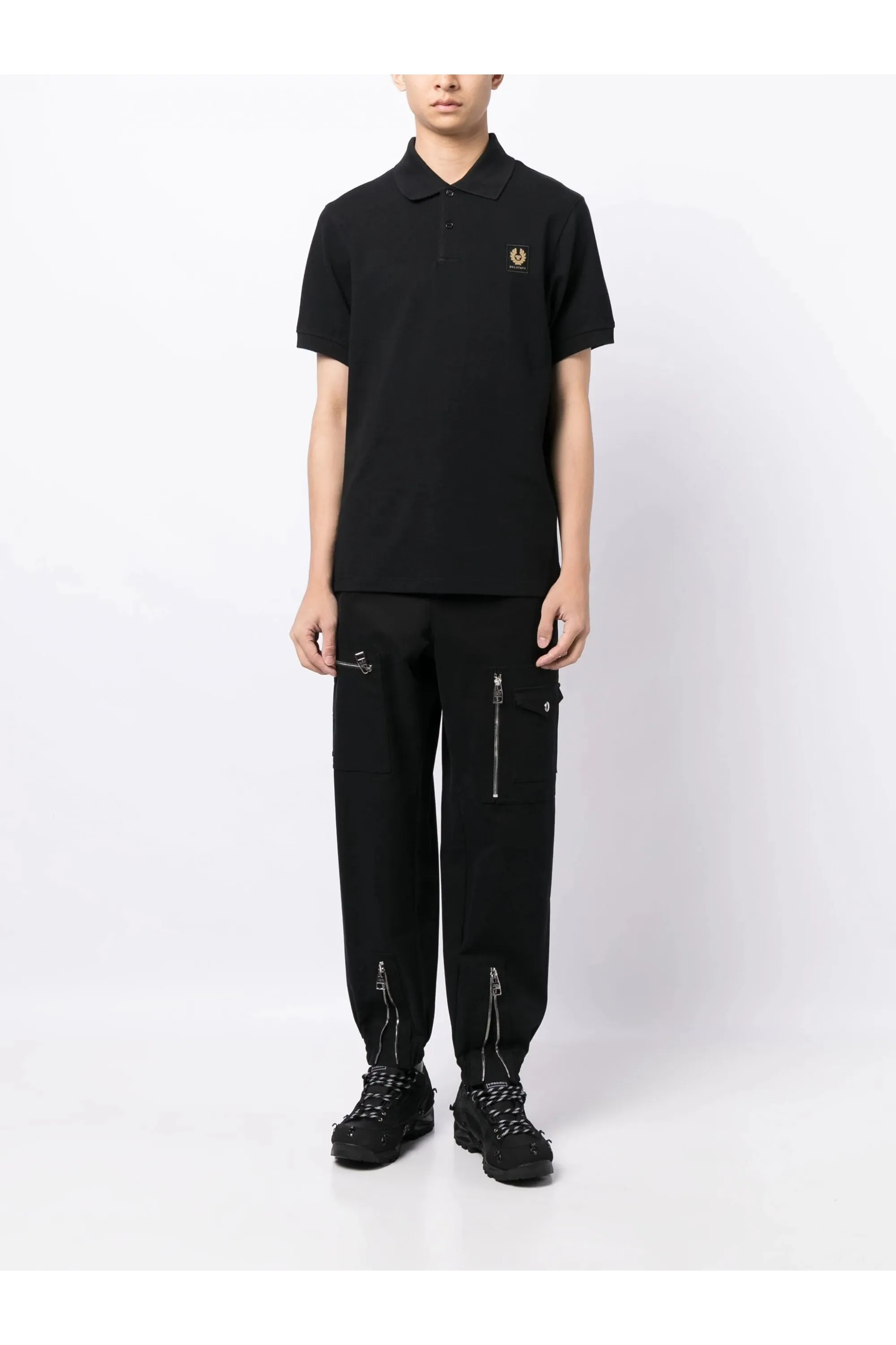 Patch Logo Cotton Polo Shirt Black
