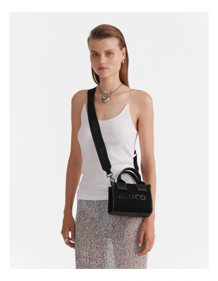 Patch Micro Tote Bag in Black Gunmetal