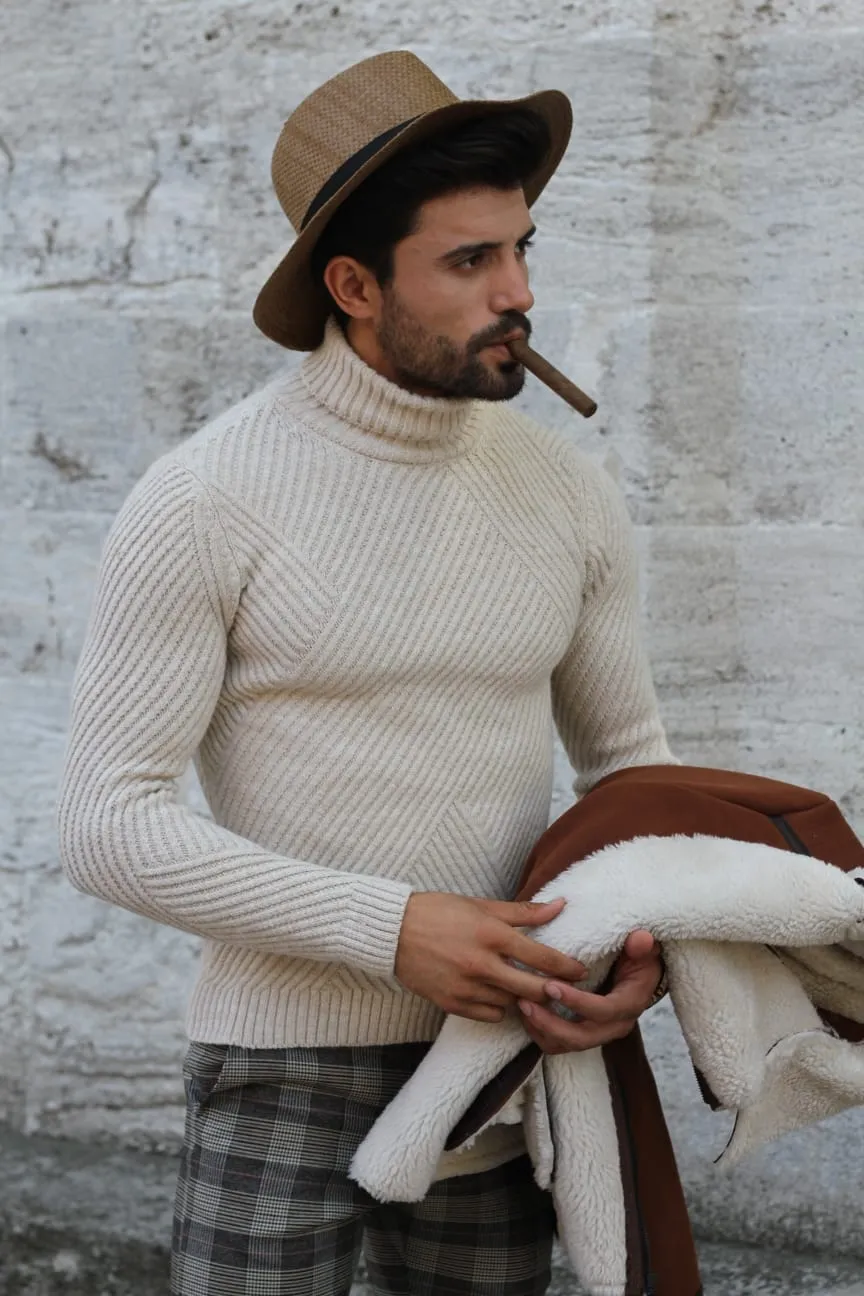 Patrick Slim-Fit Knitted Sweater in Beige