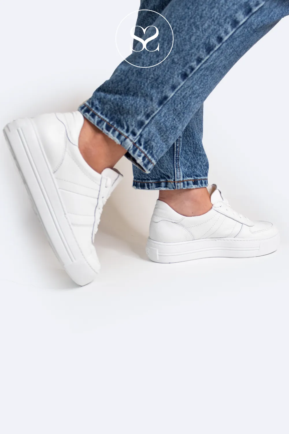 PAUL GREEN 5230 WHITE FLATFORM TRAINERS