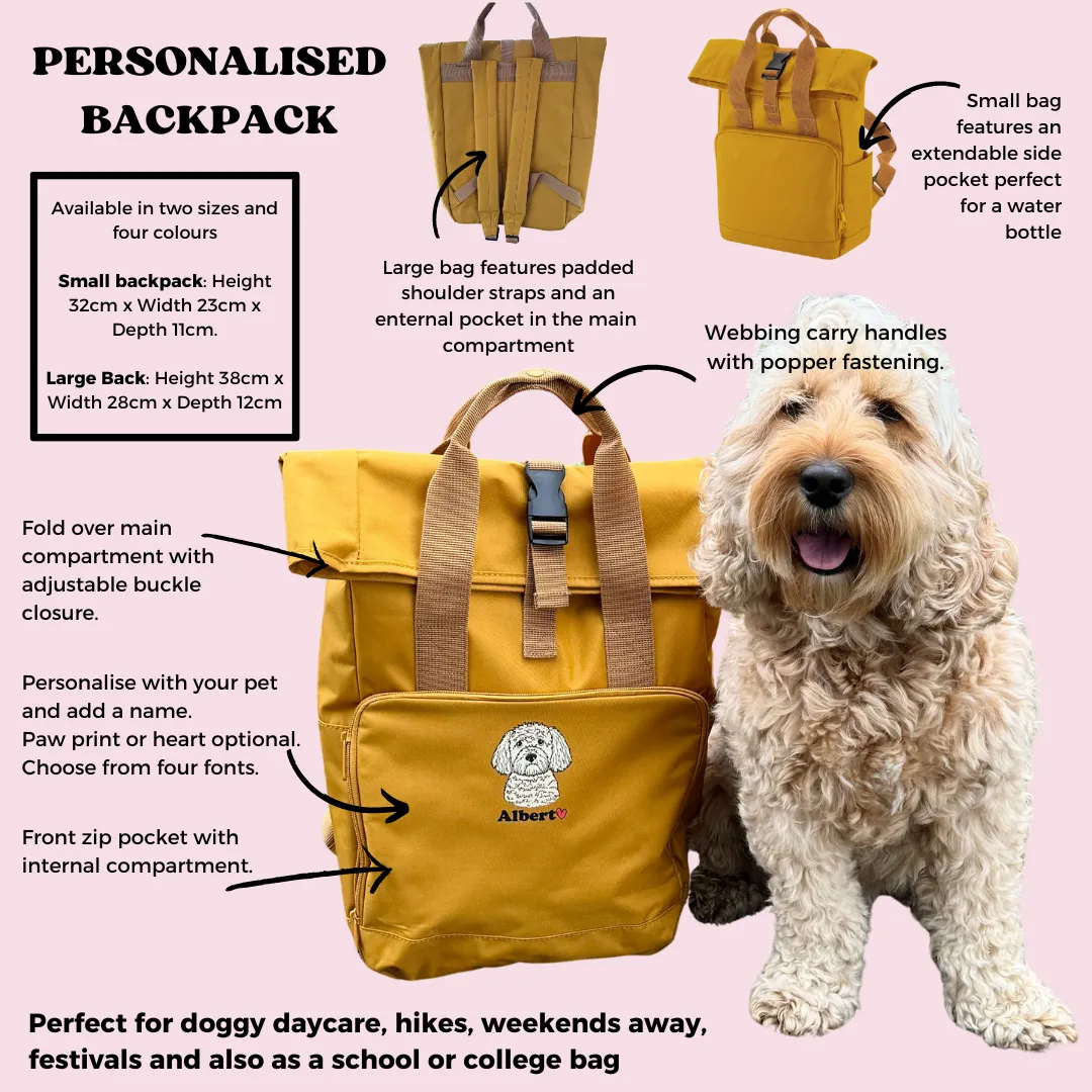 Personalised Pet Motif Doggy Day Care Backpack