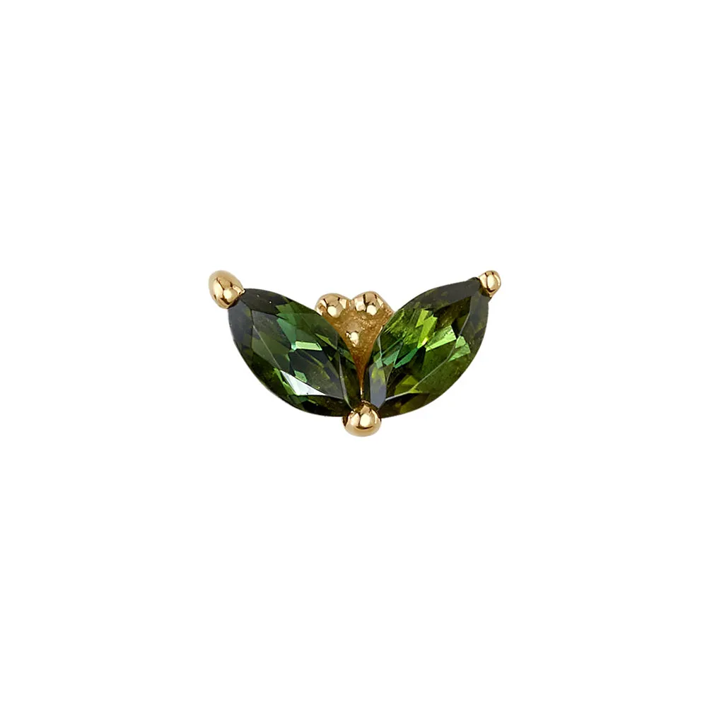 Petals Threaded End in Gold with Green Tourmaline