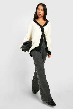 Petite Contrast Longline Cardigan