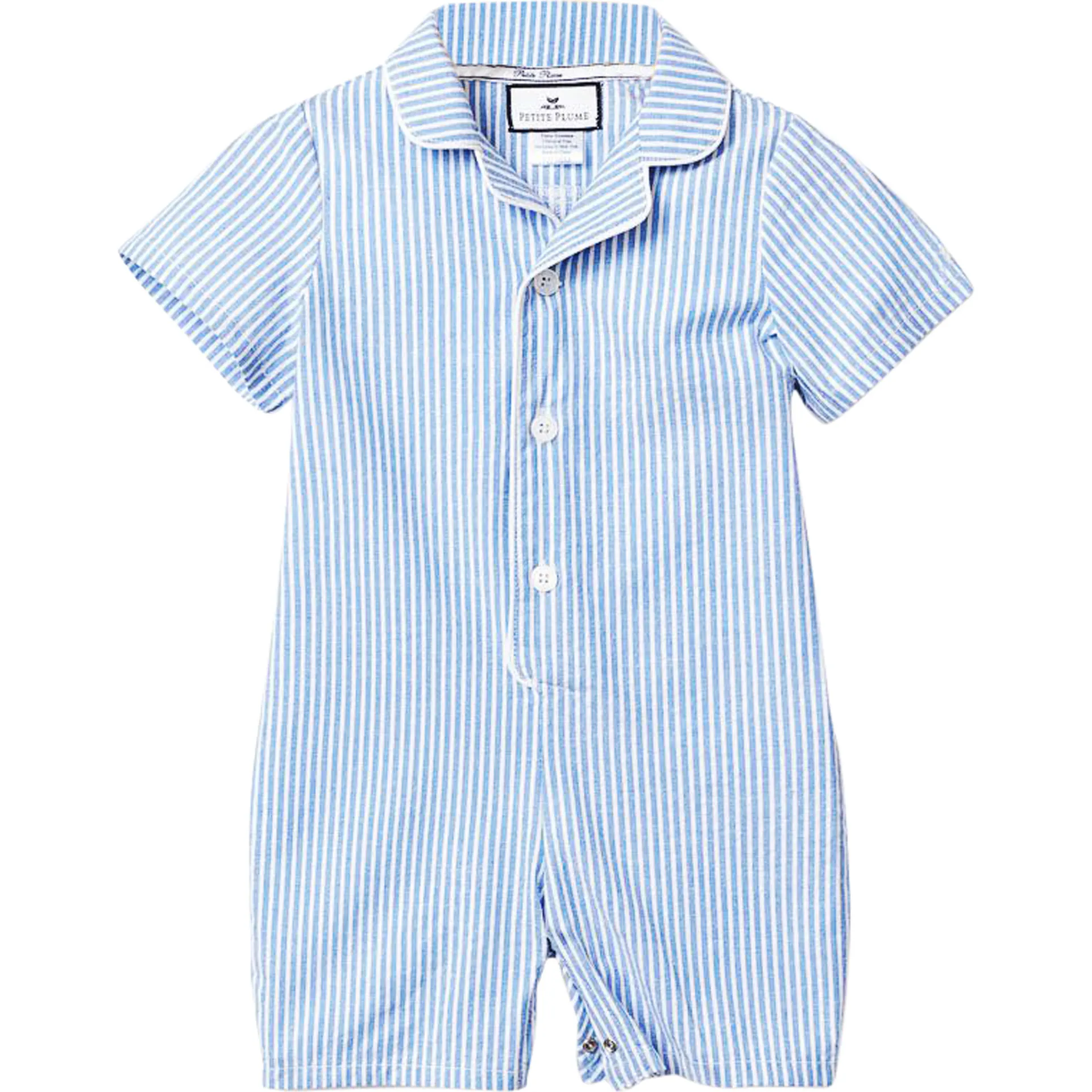 Petite Plume Blue Seersucker Summer Romper