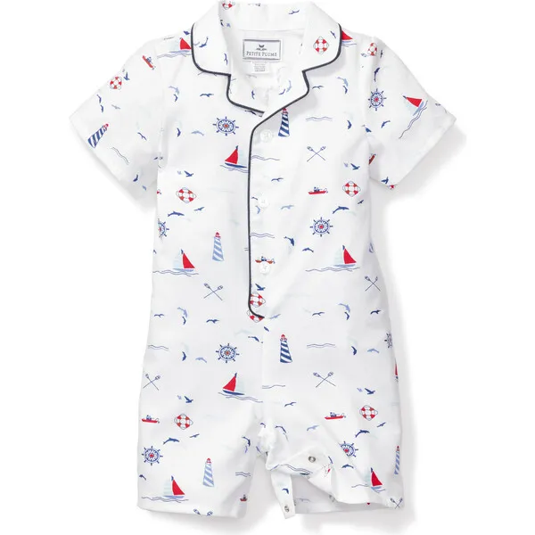 Petite Plume Classic Romper, Sail Away