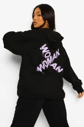 Petite Woman Front & Back Print Hoodie
