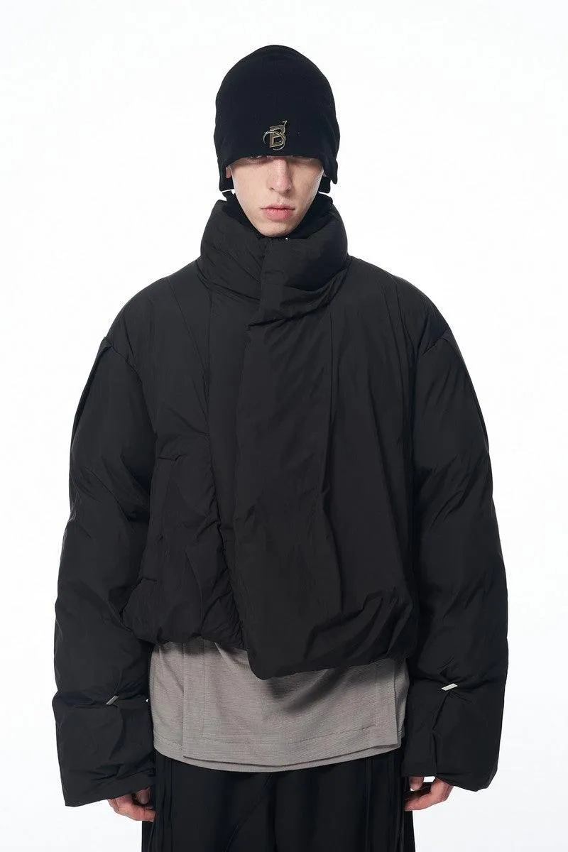 Pinch Pleated Logo Short Down Jacket