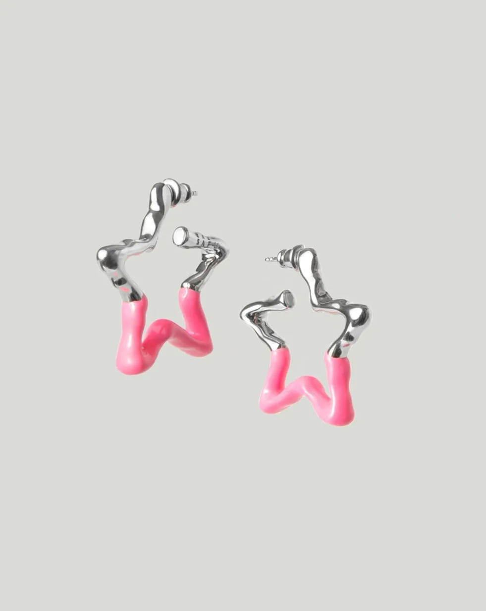 Pink Melted Star Hoops