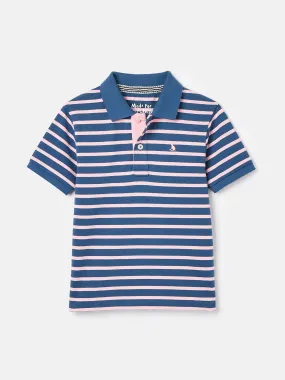 Pink Striped Pique Cotton Polo Shirt