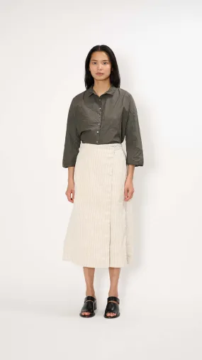 Pinstriped Wrapped Skirt - Natural