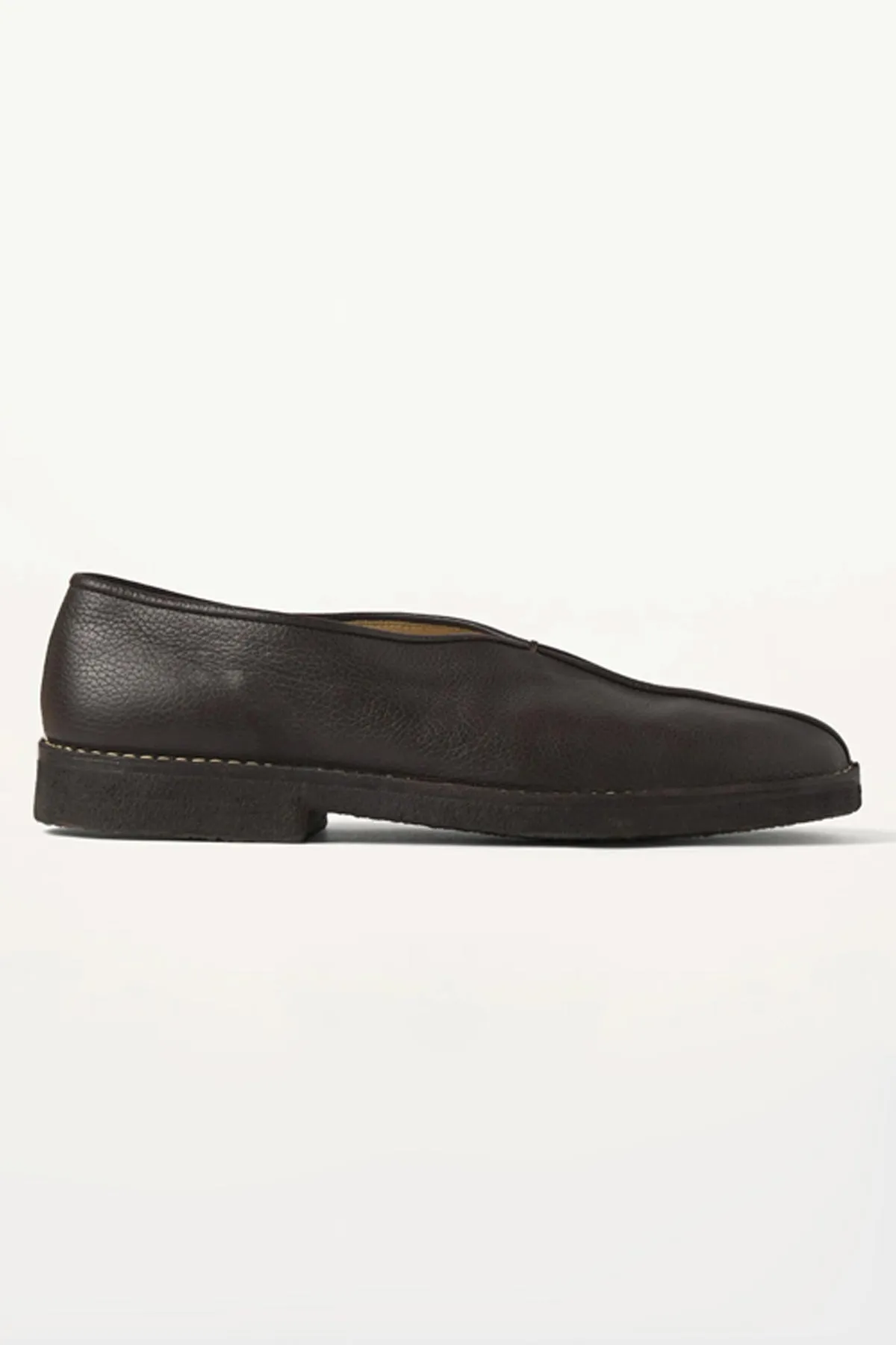 Piped Crepe Slippers - Dark Brown