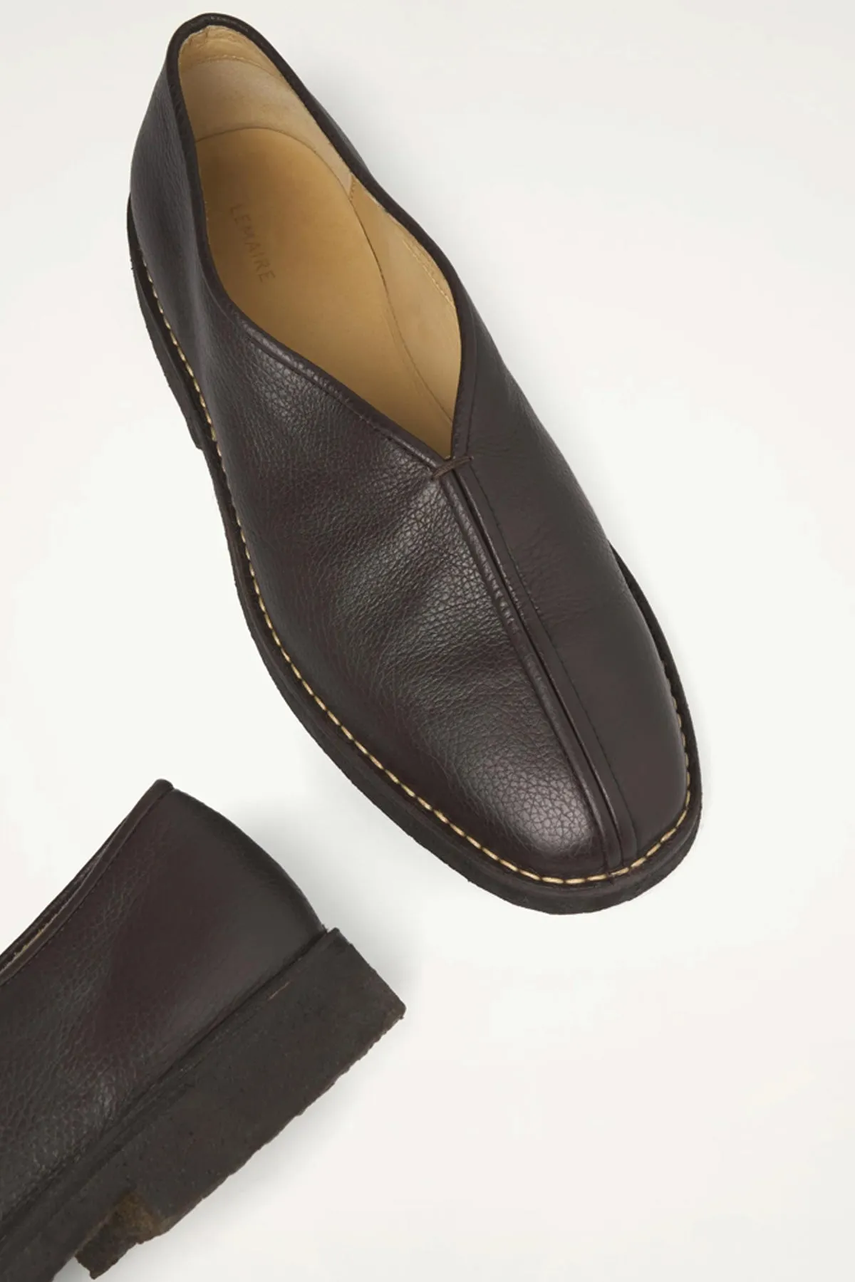 Piped Crepe Slippers - Dark Brown