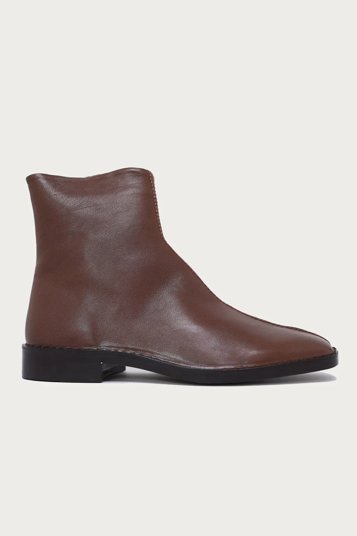 Piped Zipped Boots - Shiitake